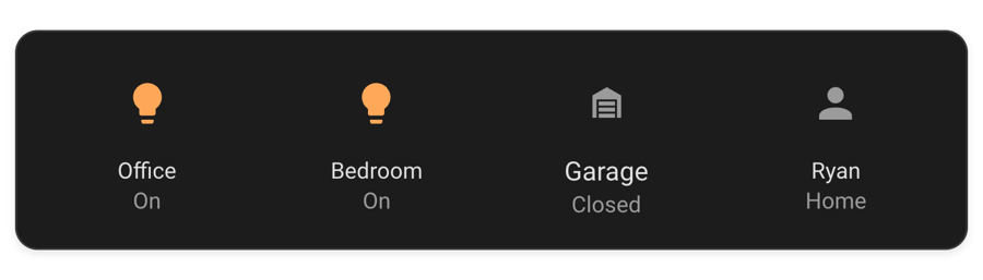 The Ultra Card Icons module for Home Assistant under stock Home Assistant styling, dark, shown on its own
