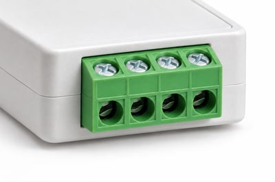 Screw terminal block on an LED strip controller