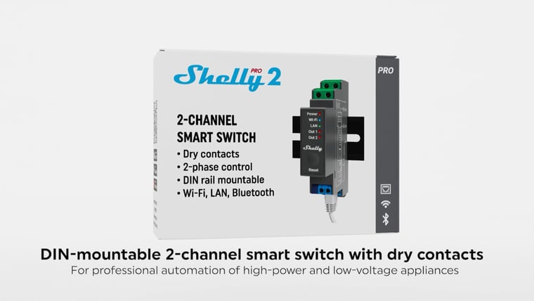 Shelly Pro 2 Smart Relay and its retail box