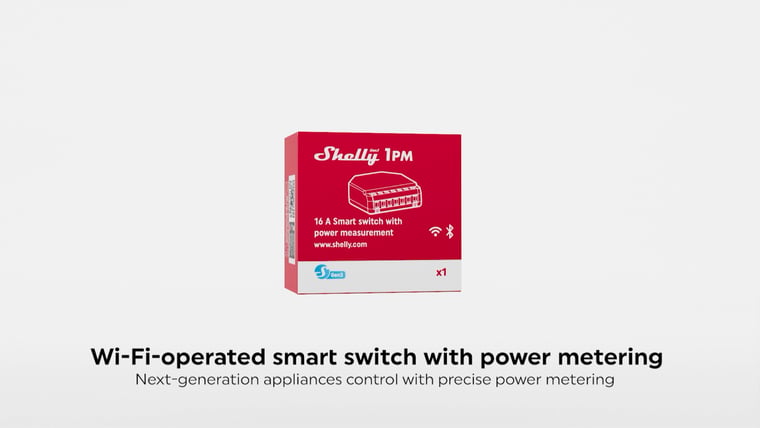 Shelly 1PM Gen3 Smart Relay and its retail box