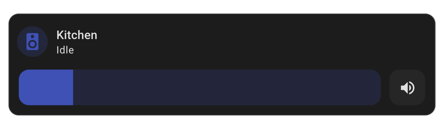 The Mushroom Media player card for Home Assistant under Stock, shown on its own