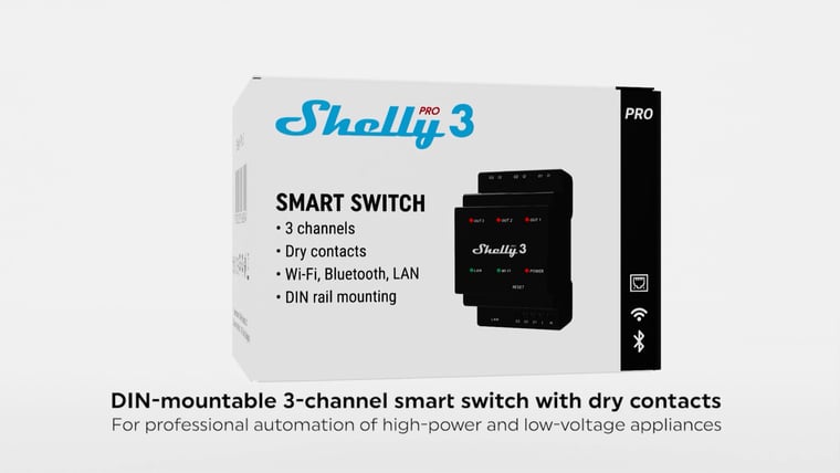 Shelly Pro 3 Smart Relay and its retail box