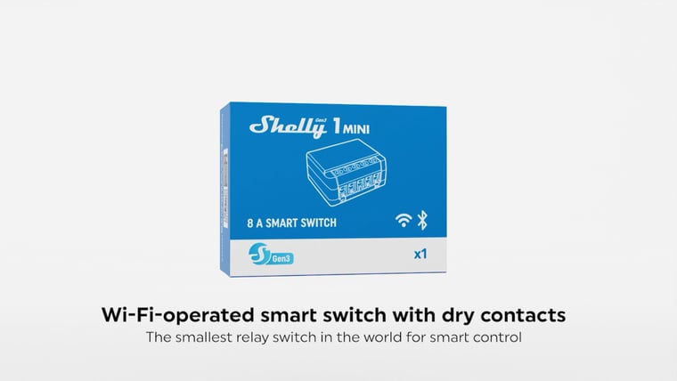 Shelly 1 Mini Gen3 Smart Relay and its retail box