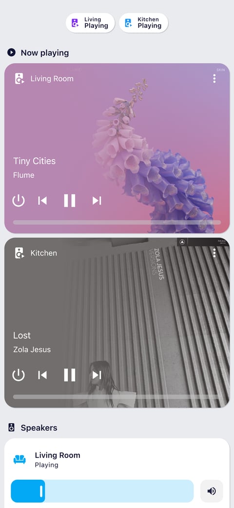 Home Assistant media lab dashboard running the Graphite theme (Light), on a phone