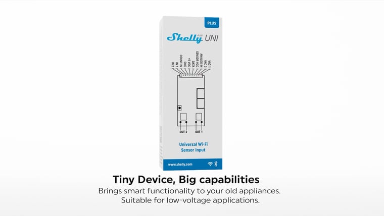 Shelly Plus Uni and its retail box