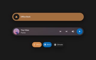 Bubble Card cards for Home Assistant, three of its cards shown together