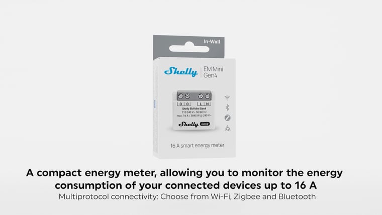 Shelly EM Mini Gen4 Energy Meter and its retail box