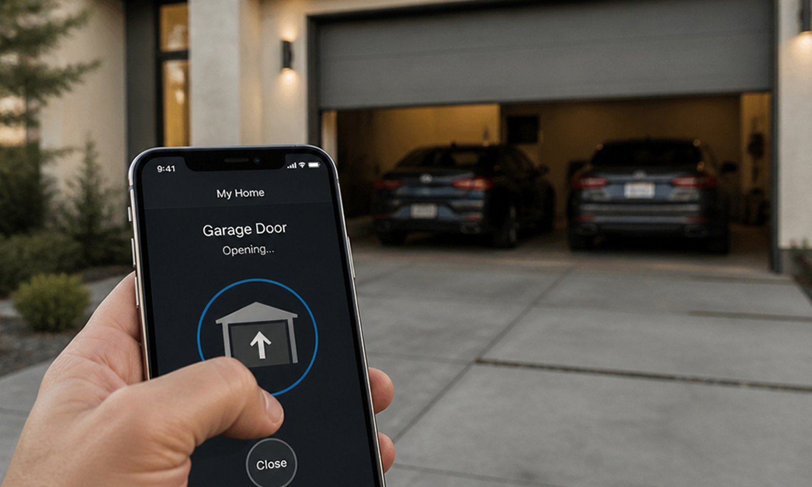 Open the garage door or gate from your phone