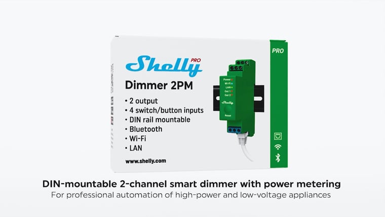 Shelly Pro Dimmer 2PM and its retail box