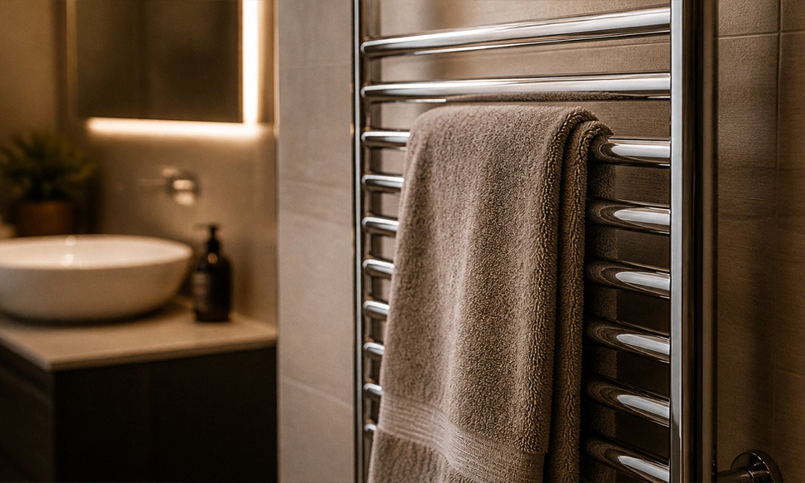 A warm towel rail on winter mornings