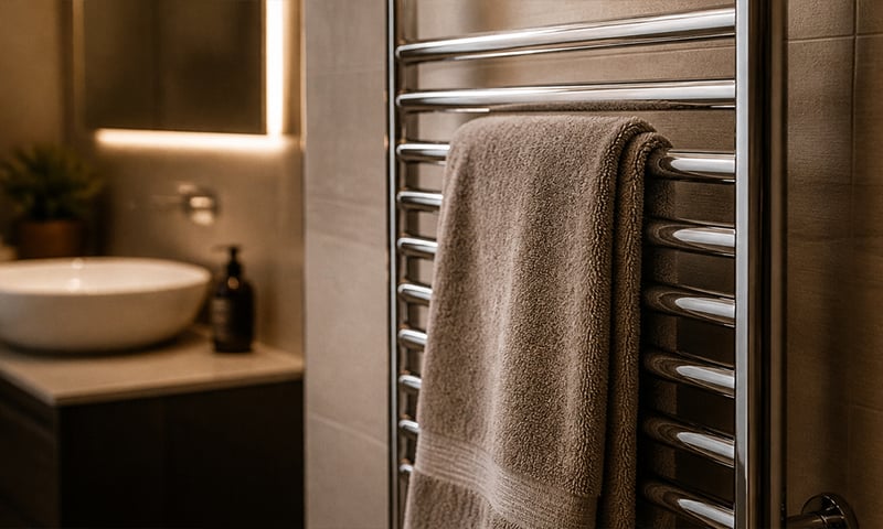 A warm towel rail on winter mornings